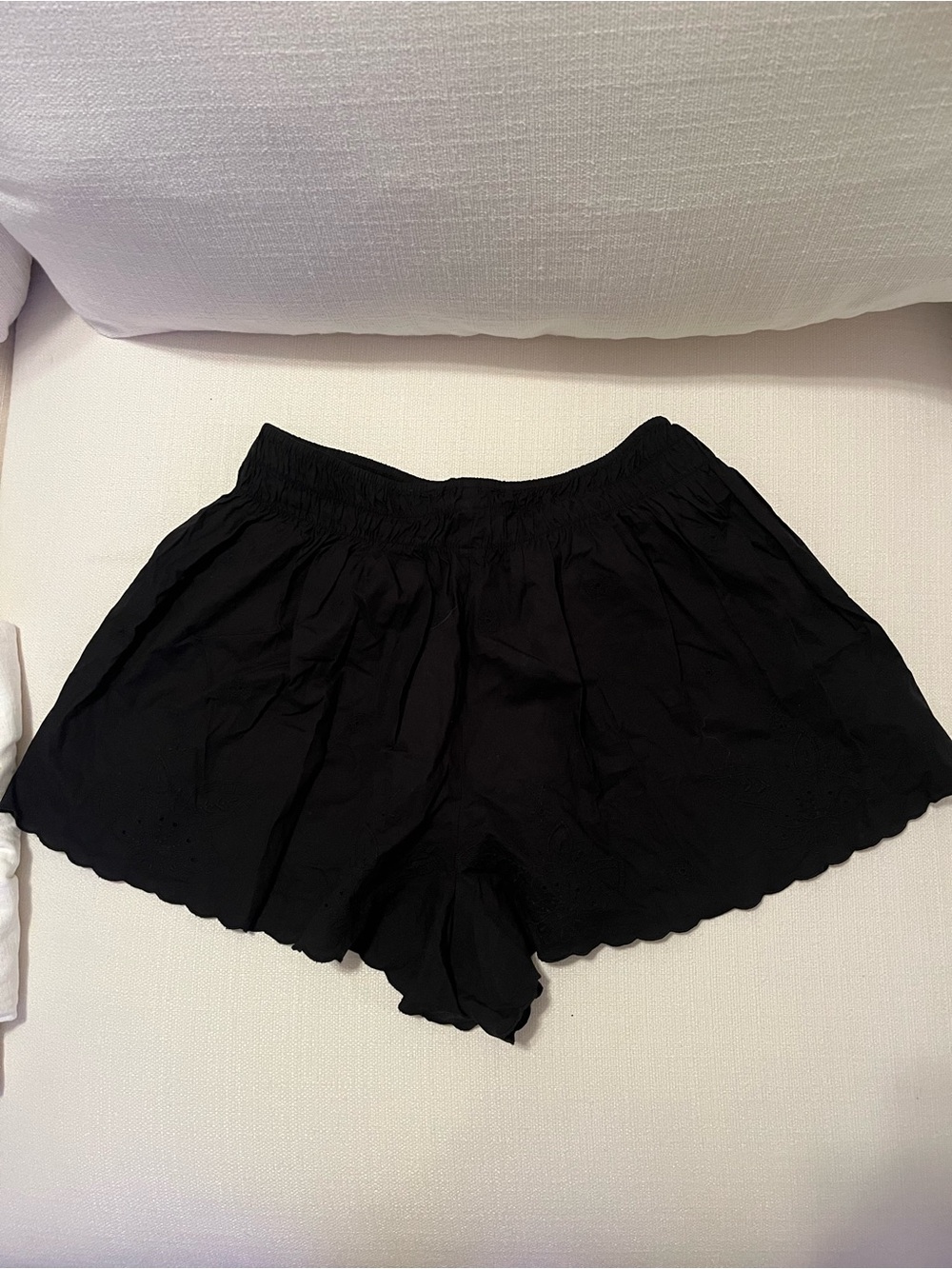 Black Zara Poplin Embroidered Shorts